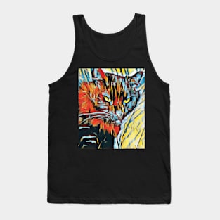 Yellow eyed cat in geometric style Tank Top